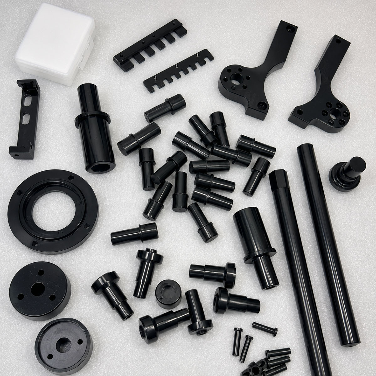 Black anodized and surface-finished CNC parts